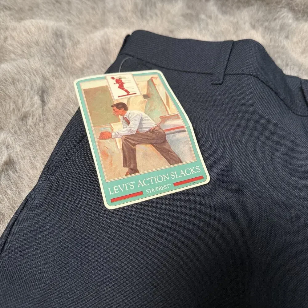 Levi’s Action Slacks Sta-Prest Vintage 70s Dark Blue Size 34x33 NWT Rare